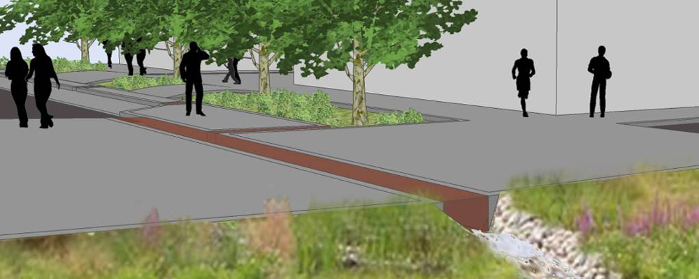 Bild på dagvattenhantering i Norra Djurgårdsstaden