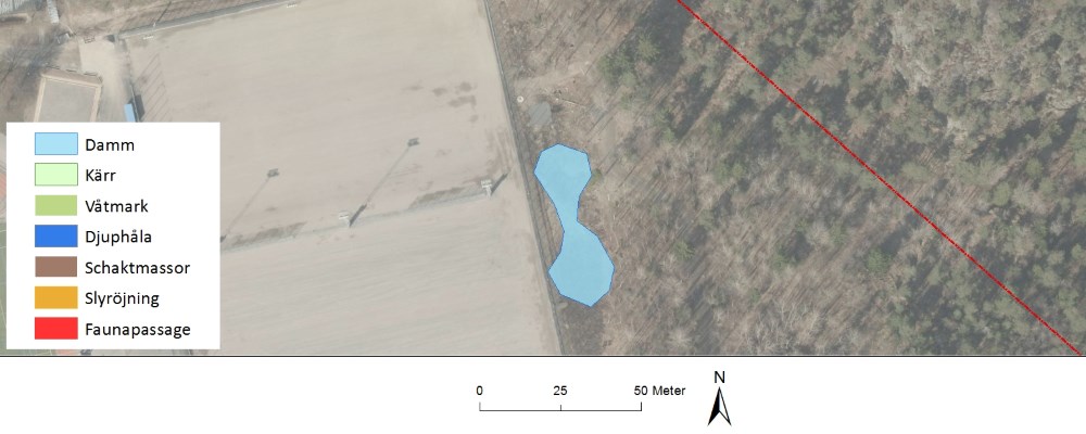 Bilden visar var dammen kan läggas