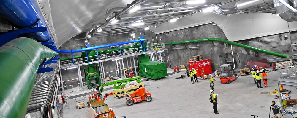 Sopsugsterminal i bergrum