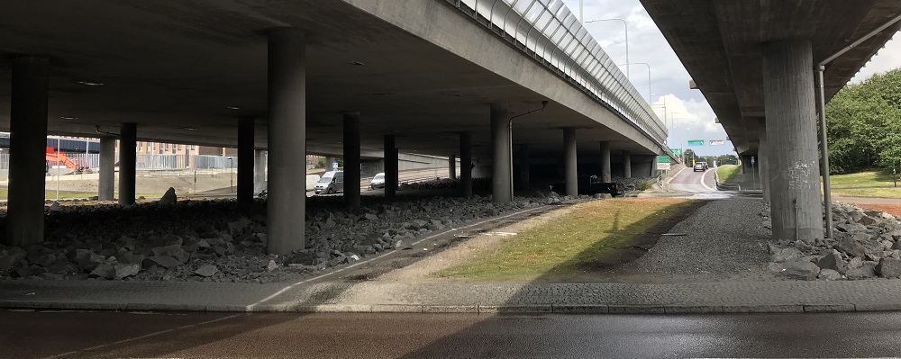 Plats för planerad dam vid västbergamotet.