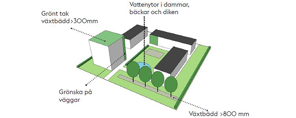 Illustration grönytefaktorn, WSP